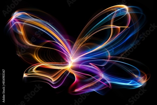 Colorful abstract butterfly light effect on black background