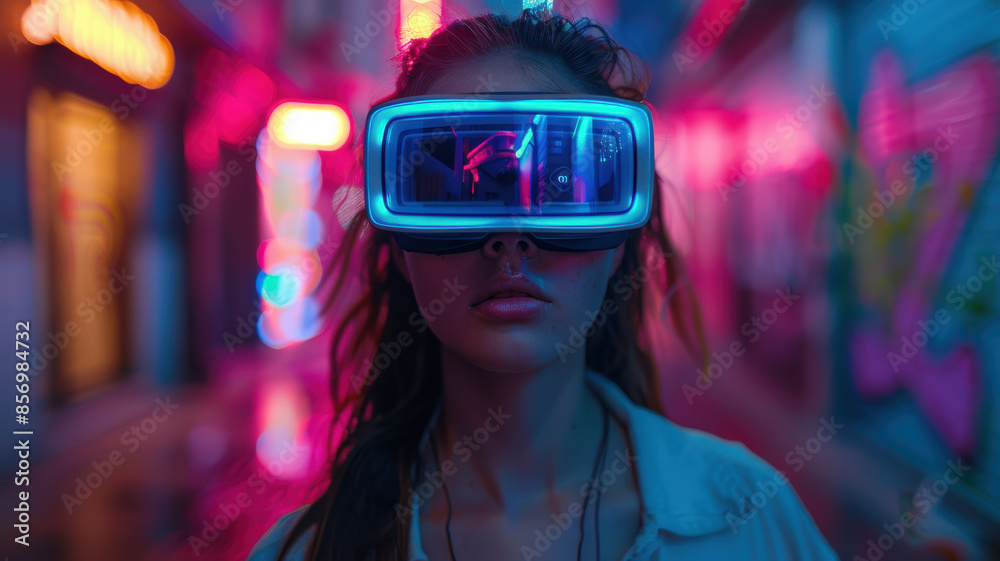Woman in Virtual Reality World Woman in Virtual Reality World