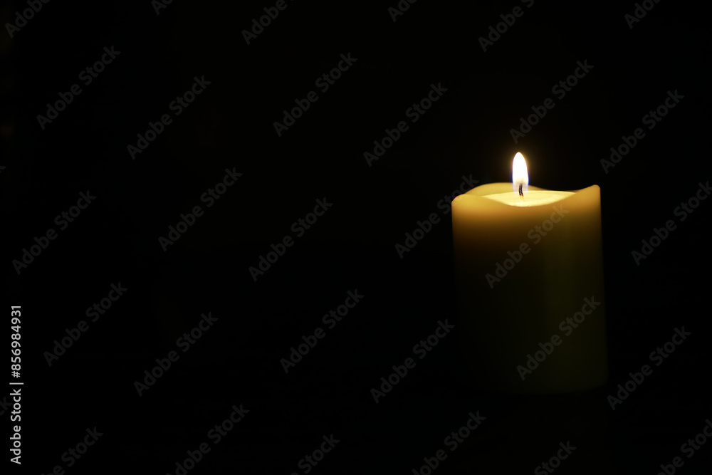 Single Lit Candle in Dark Room - Symbol of Hope, Solitude, and Peaceful Reflection Single Lit Candle in Dark Room - Symbol of Hope, Solitude, and Peaceful Reflection