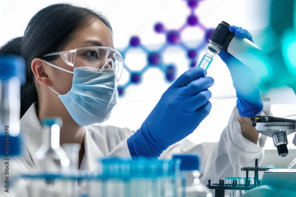 scientist preparing new vaccine drug in laboratory for a patient scientist preparing new vaccine drug in laboratory for a patient