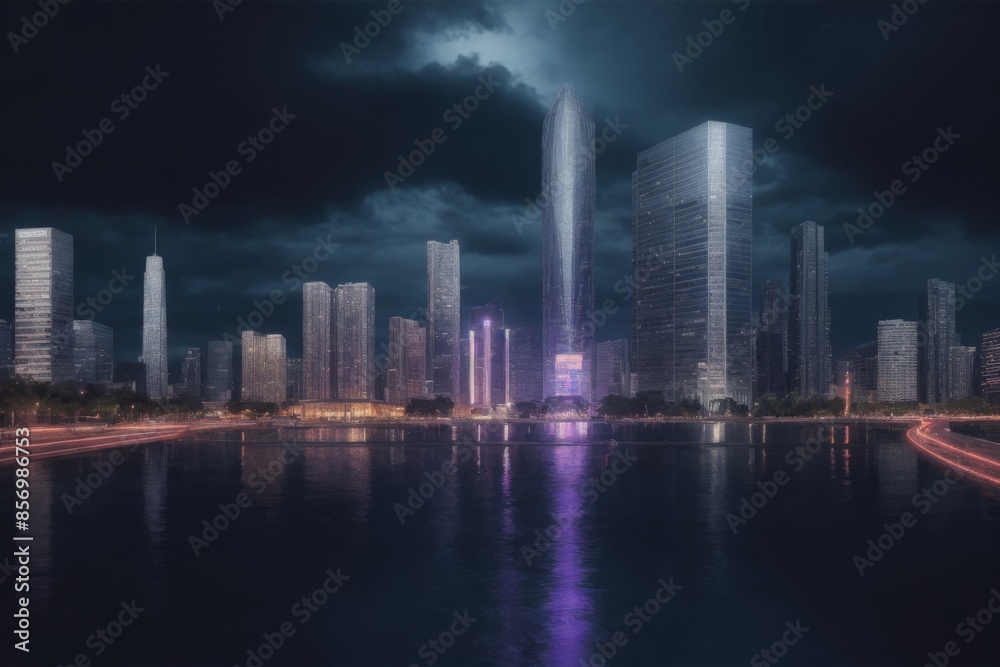 Fototapeta premium city skyline at night 