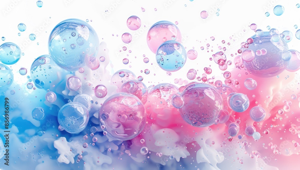 3D Realistic Abstract Pink and Blue Bubbles in Liquid 3D Realistic Abstract Pink and Blue Bubbles in Liquid