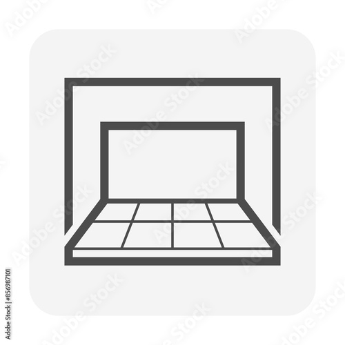 Tile floor inside room vector icon design in perspective view. Finishing material for paving, laying or install to decoration interior and exterior i.e.bathroom, kitchen, toilet and laundry room.