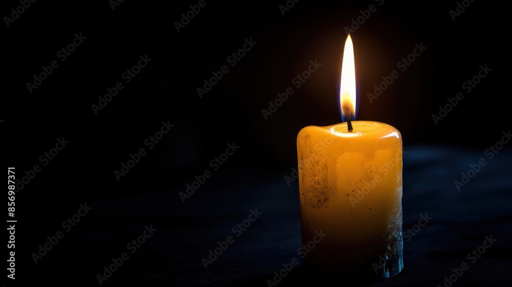Solitary Flame: A Symbol of Remembrance - White Candle on Black Background for Funeral, Mourning, and Memorial Services Solitary Flame: A Symbol of Remembrance - White Candle on Black Background for Funeral, Mourning, and Memorial Services