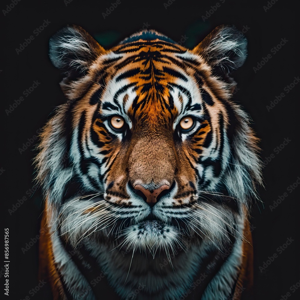Obraz premium Tiger with a black background