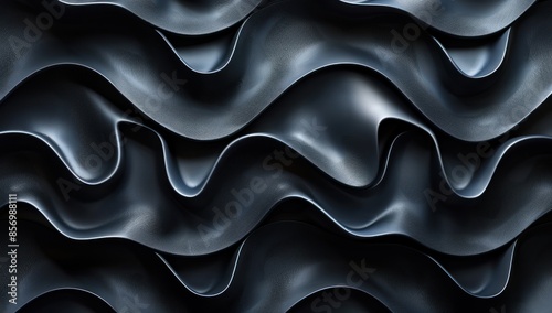 3D Rendering Abstract Dark Gray Wave Pattern