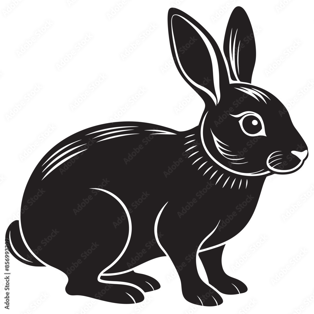 Obraz premium black and white bunny