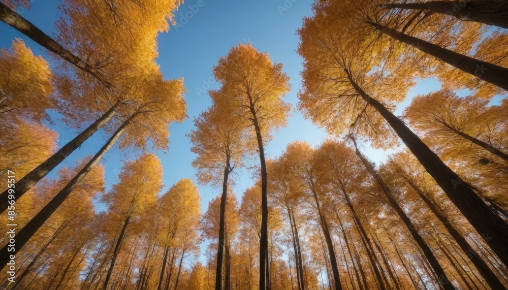 Obraz premium Looking Up Through Autumn Trees.