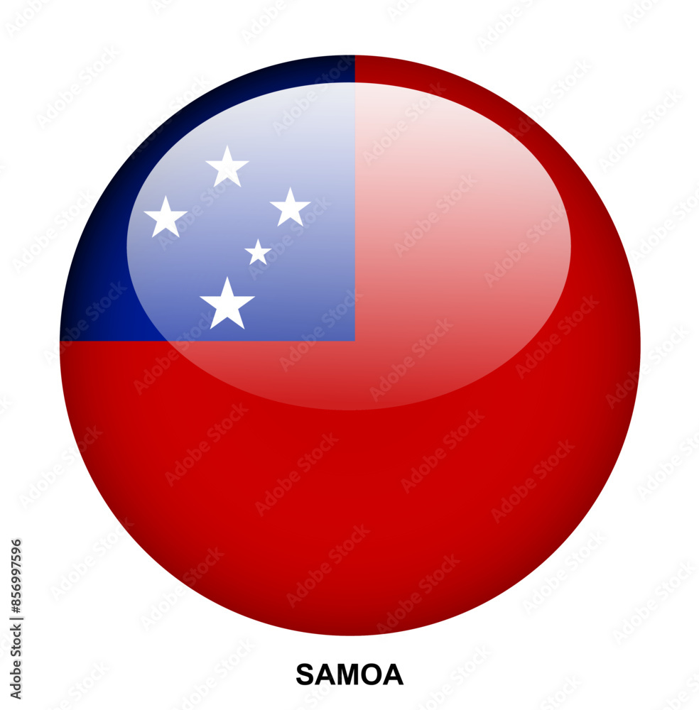 SAMOA flag button on white background SAMOA flag button on white background