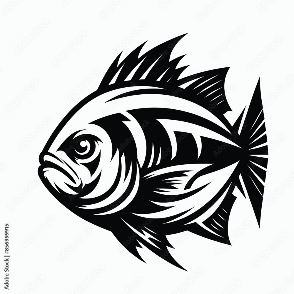 cartoon illustration of a pomfret fish in black and white silhouette cartoon illustration of a pomfret fish in black and white silhouette