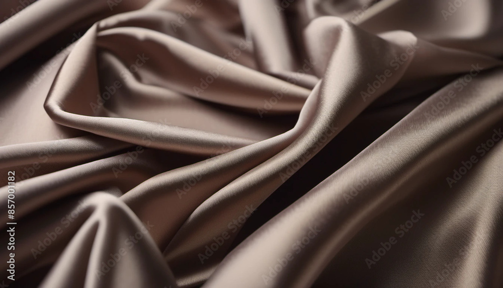 Fototapeta premium Taupe draped satin as a background. 