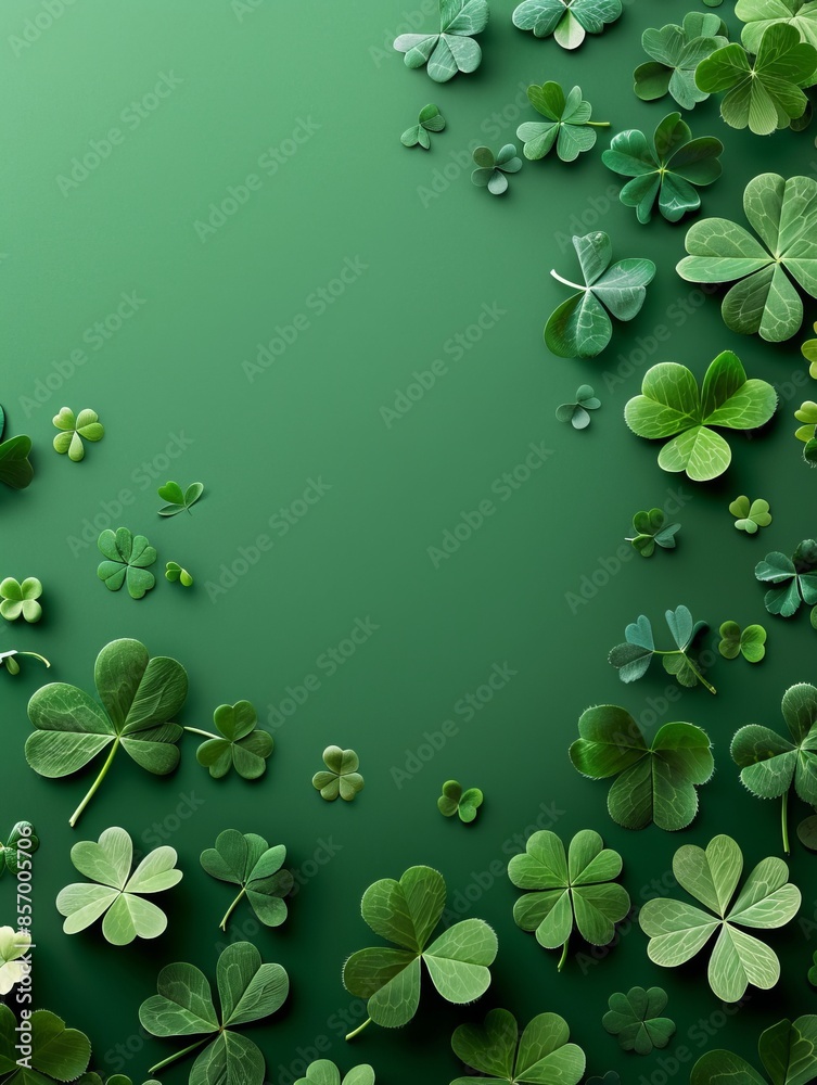 St Patricks Day banner design with shamrock and four-leaf clover. Flat lay, top view. Happy St. Patrick's Day concept St Patricks Day banner design with shamrock and four-leaf clover. Flat lay, top view. Happy St. Patrick's Day concept