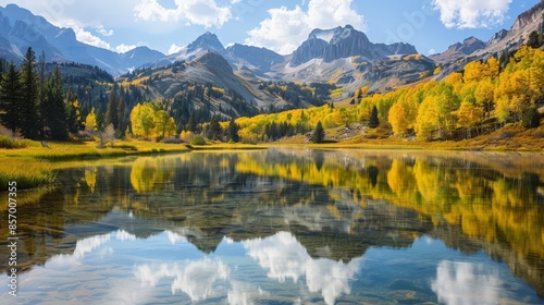 Imagine a pristine mountain lake reflecting the surrounding peaks and vibrant foliage, its crystal-clear waters inviting you to immerse yourself in the beauty of nature.