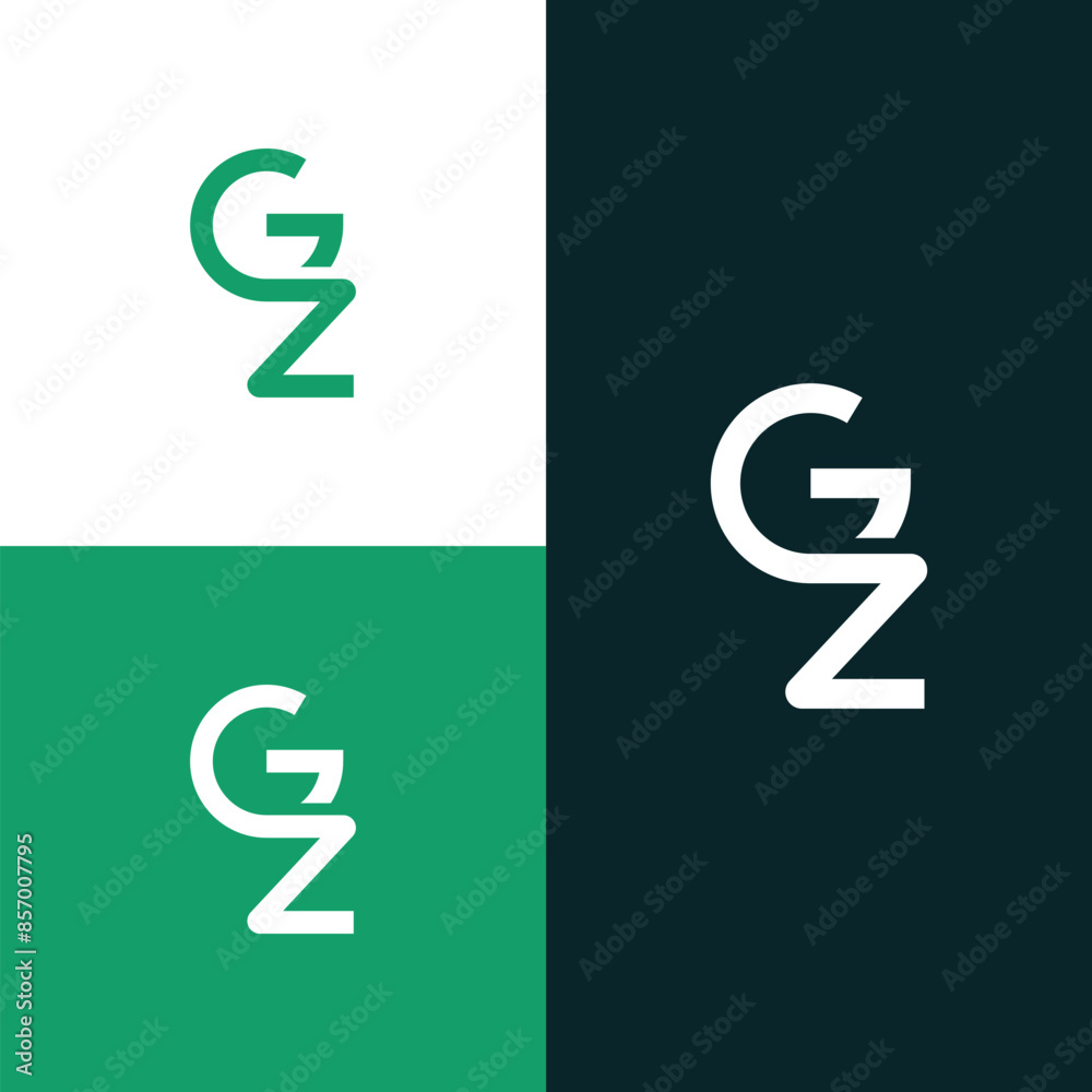 Fototapeta premium GZ, ZG letter logo design template elements. Modern abstract digital alphabet letter logo.