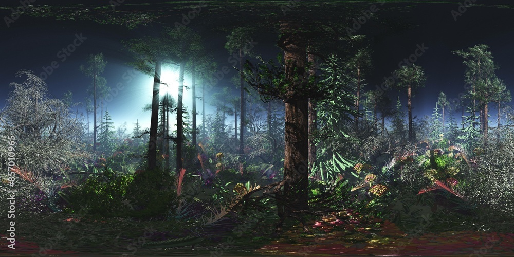 Trees in the fog. Environment map. HDRI map. equidistant projection ...