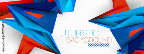 Minimal geometric abstract background. Low poly dynamic triangle design. Trendy techno business template for wallpaper, banner, background or landing