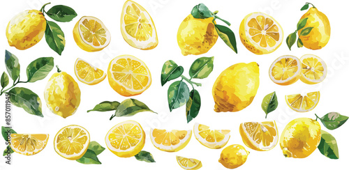 lemon watercolor clipart	