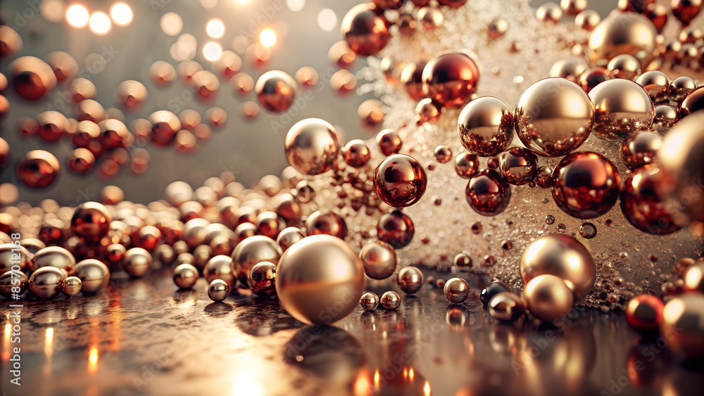 Abstract background with red and gold flowers. Close-up of the surface of the liquid. Abstract background with red and gold flowers. Close-up of the surface of the liquid.