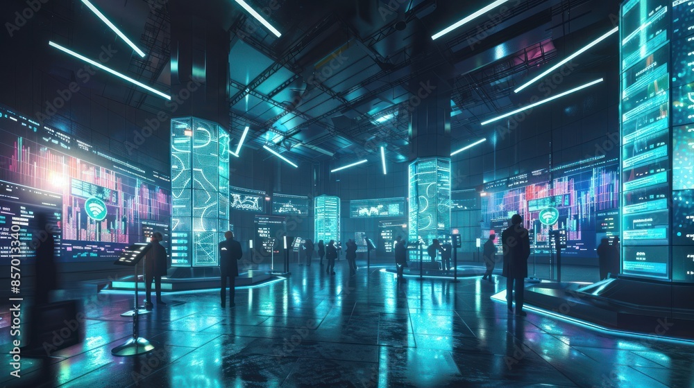 Futuristic Cityscape with Holographic Displays