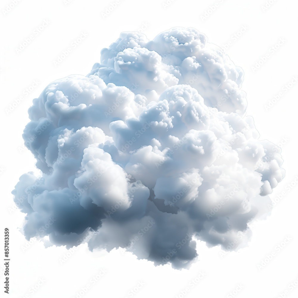 A puffy cloud with soft edges, isolated on a white background, bright and clear, high-definition, sharp details A puffy cloud with soft edges, isolated on a white background, bright and clear, high-definition, sharp details