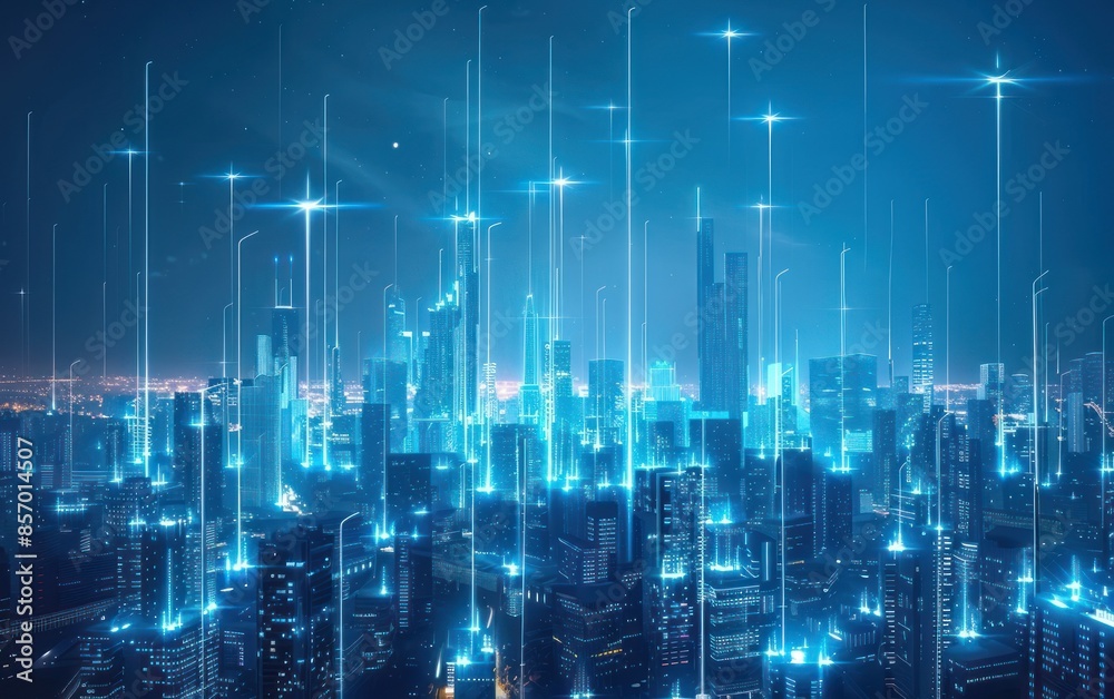 Fototapeta premium Futuristic Cityscape at Night