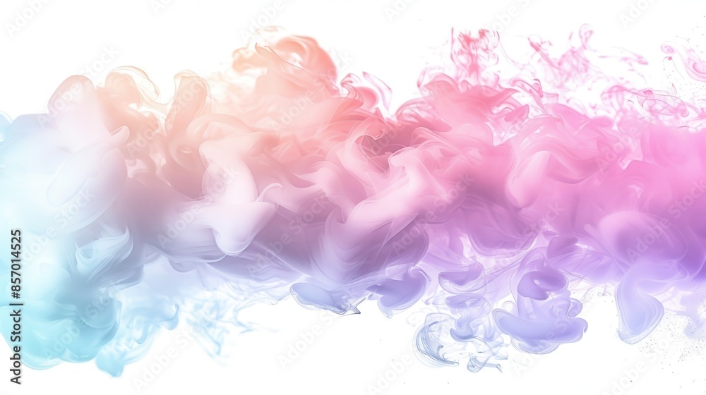 A cloud of colorful smoke in pastel hues, isolated on a white background, vibrant and clear, high-resolution, studio lighting A cloud of colorful smoke in pastel hues, isolated on a white background, vibrant and clear, high-resolution, studio lighting