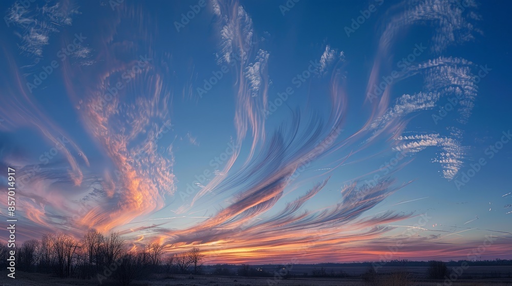 Picture a tranquil morning sky adorned with wisps of cirrus clouds, their delicate tendrils catching the first light of dawn and adding a touch of beauty to the waking world. Picture a tranquil morning sky adorned with wisps of cirrus clouds, their delicate tendrils catching the first light of dawn and adding a touch of beauty to the waking world.