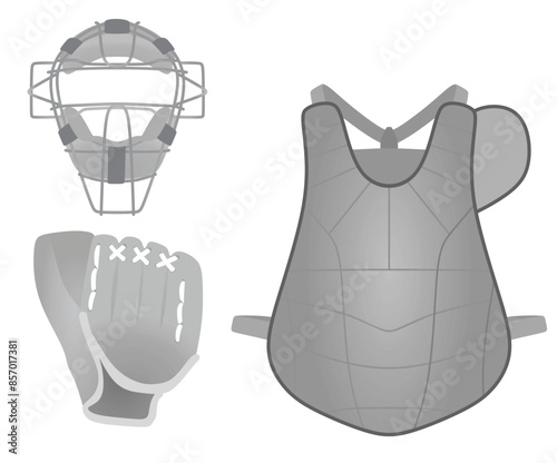 Baseball catcher's set. vector illustration