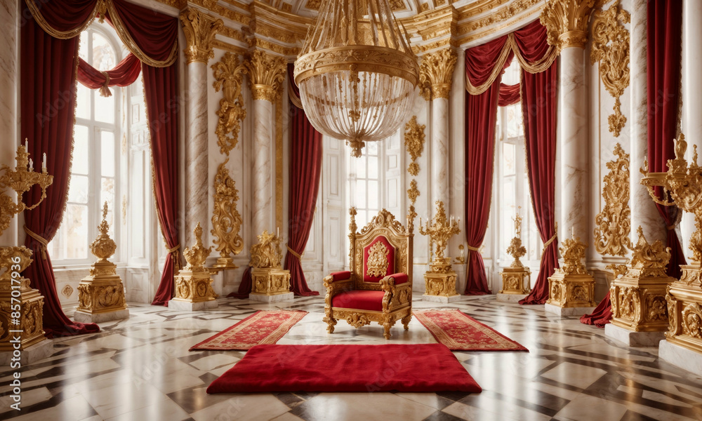 Fototapeta premium Abstract design of empty throne in palace hall