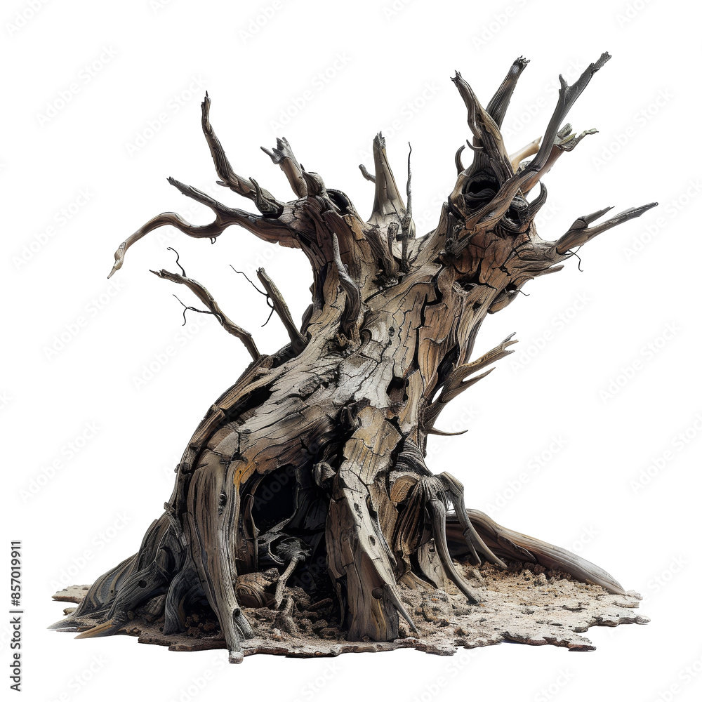 Gnarled Ancient Tree on White Background Gnarled Ancient Tree on White Background