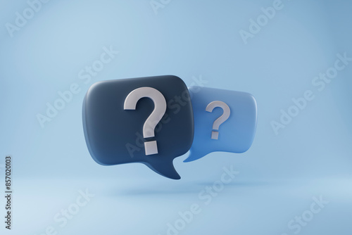 3D rendering A question mark floated in the air. Question ideas that arise in various places.