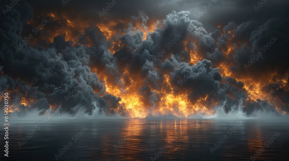 Fototapeta premium black clouds storm smoke isolated on transparent background 3 AI Generative