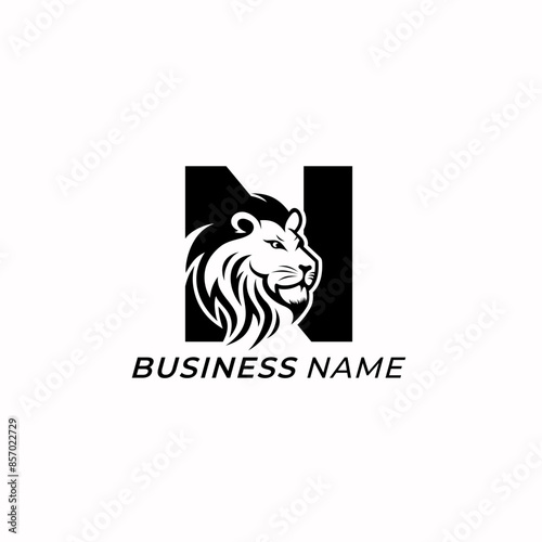 design logo creative letter N and lion head