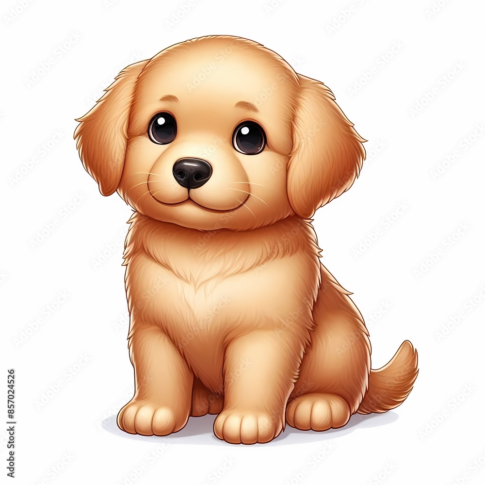Adorable Golden Retriever Puppy Portrait | Cute, Fluffy, and Happy Canine Friend | Purebred Pedigree Dog Looking Playful and Friendly | Isolated on White Background | Domestic Animal Illustration and Adorable Golden Retriever Puppy Portrait | Cute, Fluffy, and Happy Canine Friend | Purebred Pedigree Dog Looking Playful and Friendly | Isolated on White Background | Domestic Animal Illustration and