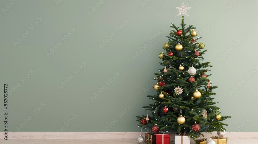 Christmas Tree with Decorations. Copy Space Christmas Tree with Decorations. Copy Space