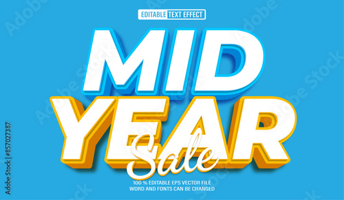 Editable 3d text style effect - Mid Year Sale text effect Template	