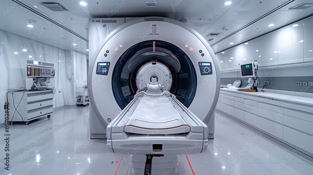 Obraz premium Modern Medical Imaging Equipment in a Sterile Hospital Room