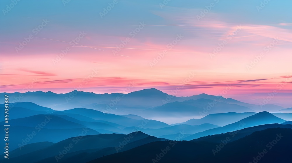 Obraz premium Majestic Sunrise Paints the Sky in Vibrant Hues Above Silhouetted Mountains
