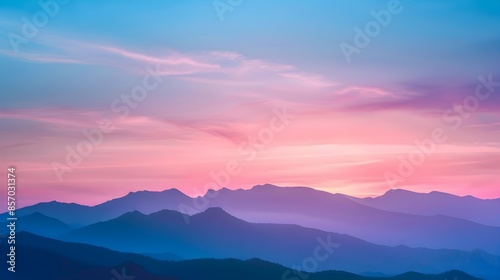 Majestic Mountainscape at Dawn with Radiant Hues of Sky © pkproject