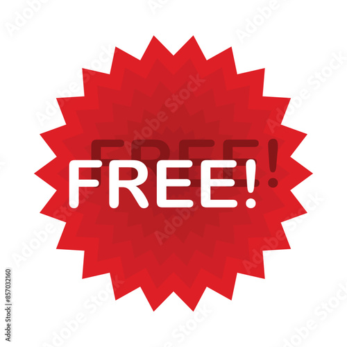 Free label, free tag, red tag, sticker with the word free, isolated on a white background.