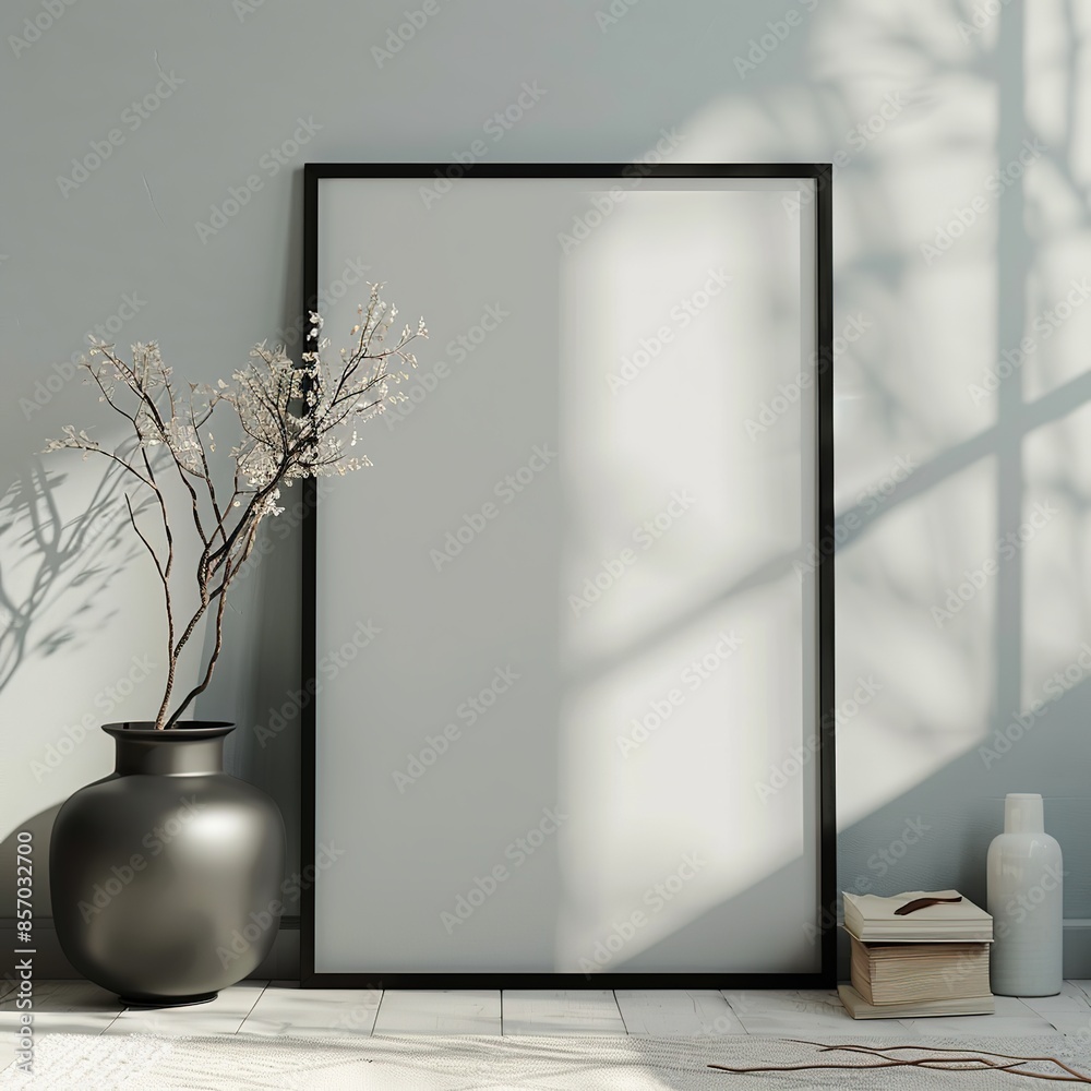 Illustration of black wodden frame. Generative ai. Illustration of black wodden frame. Generative ai.