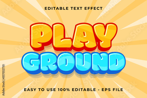 play ground Editable text effect 3d Trendy Cartoon template style cute vector
