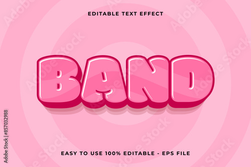 band Editable text effect 3d Trendy Cartoon template style cute vector