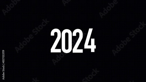 Rolling Numbers 2024 on a Dark Blue Grid Background. Great for New Year Celebration.
