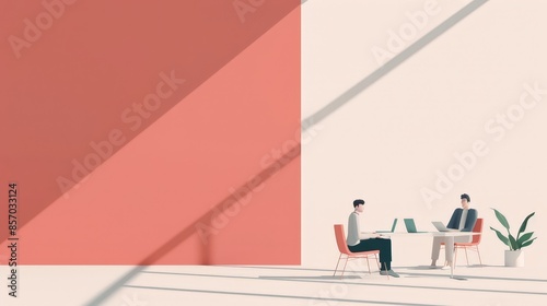 Wallpaper Mural Modern University Dorm Room 2D Flat Illustration with Students Studying and Relaxing in Minimalist Style Torontodigital.ca