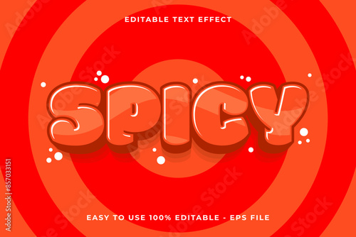 spicy Editable text effect 3d Trendy Cartoon template style cute vector