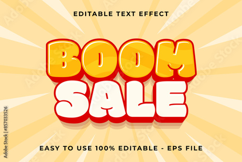 Boom sale Editable text effect 3d Trendy Cartoon template style cute vector