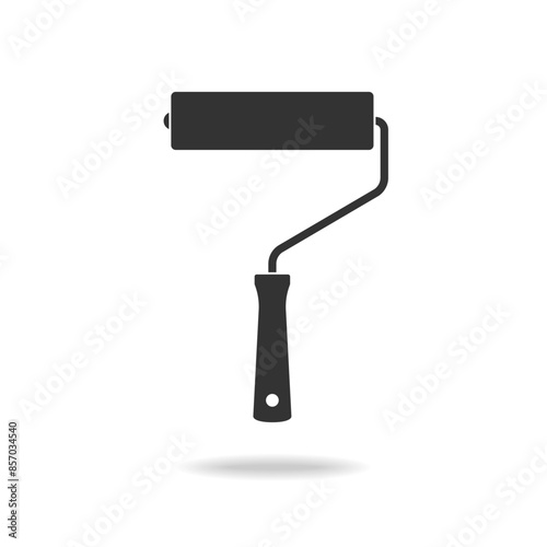 Paint roller graphic icon. Roller sign isolated on white background. Painter work tool symbol. Vector illustration