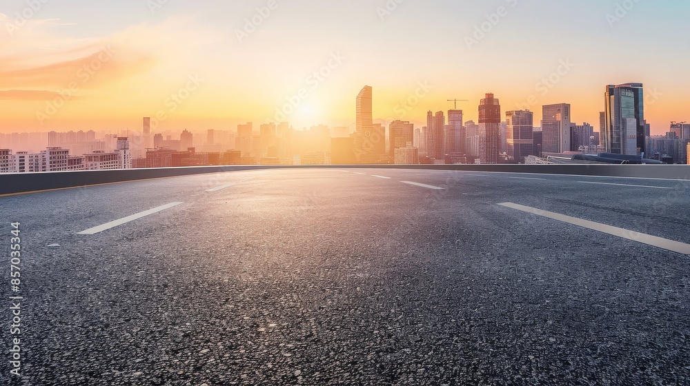 Cityscape with Road at Sunset Cityscape with Road at Sunset