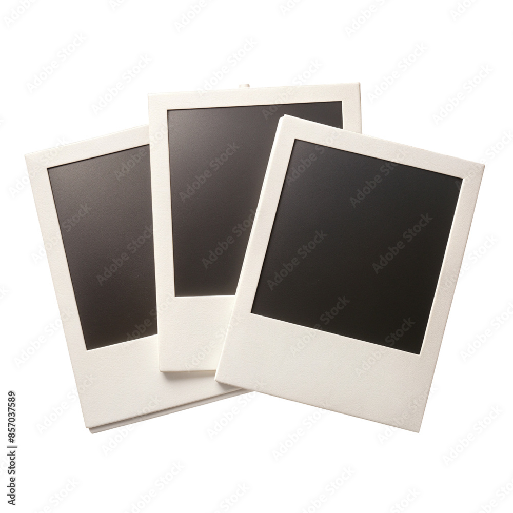 Three Polaroid Frames PNG Mockup on White Background Three Polaroid Frames PNG Mockup on White Background